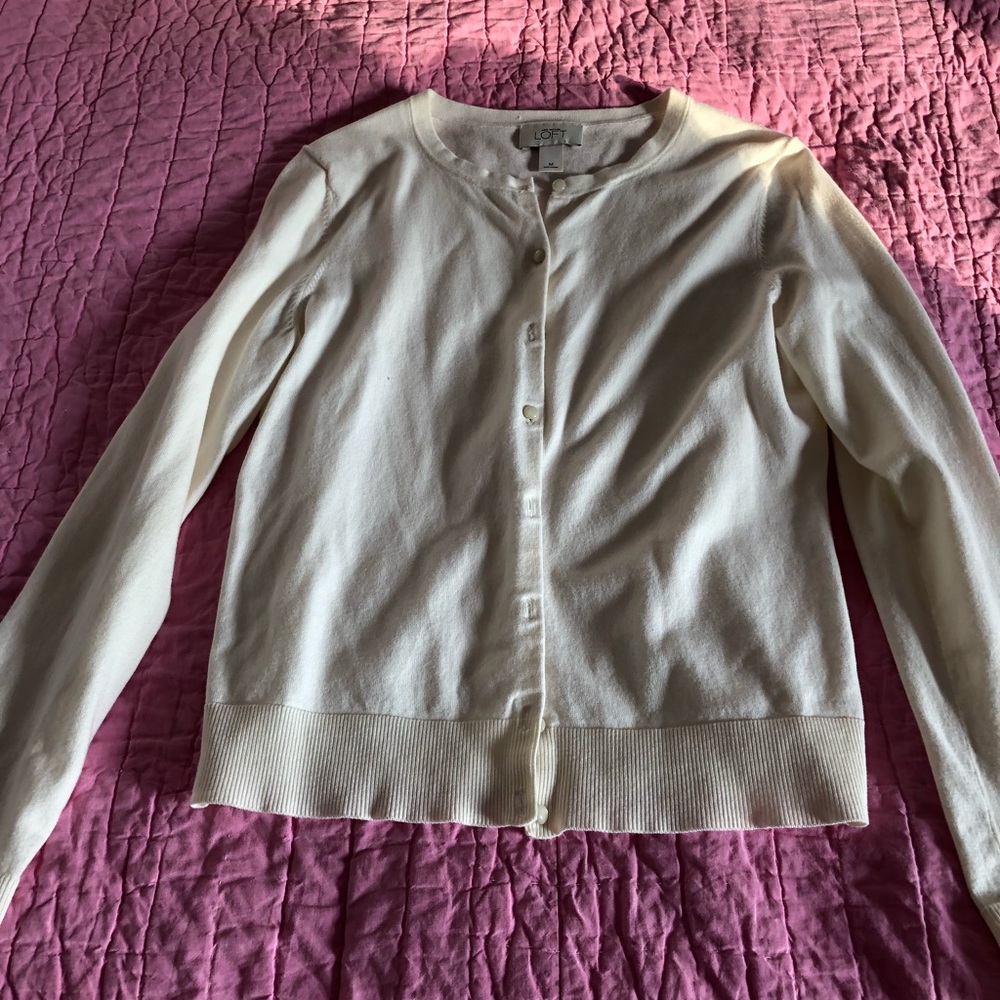 Ann Taylor Loft off white cardigan